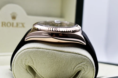 Rolex Skydweller 18k Rose Gold Chocolate Arabic Dial Watch 326135 | B&P