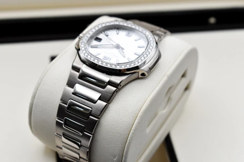 Patek Philippe Ladies Nautilus White Gold Diamond Watch 7010/1G-011 | B&P