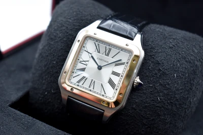 Cartier Santos Dumont XL Stainless Steel & 18K Rose Gold Watch W2SA0017 | B&P