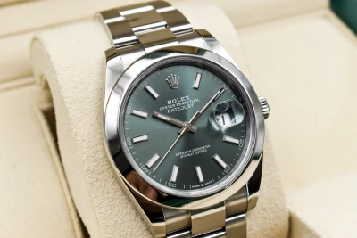 Rolex Datejust 41mm Mint Green Stainless Steel Watch 126300 | 2026 B & P