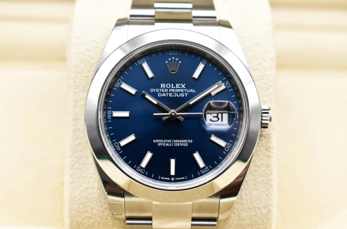 Rolex Datejust 41 Stainless Steel Blue Baton Watch 126300 | 2024 Unworn