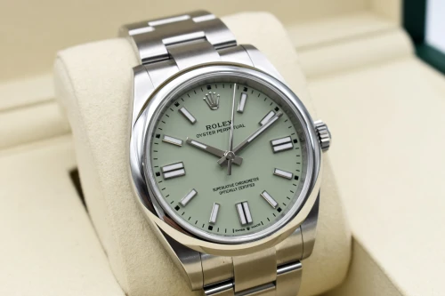 Rolex Oyster Perpetual 41mm Stainless Steel Pistachio Watch 134300 | 2025 B&P