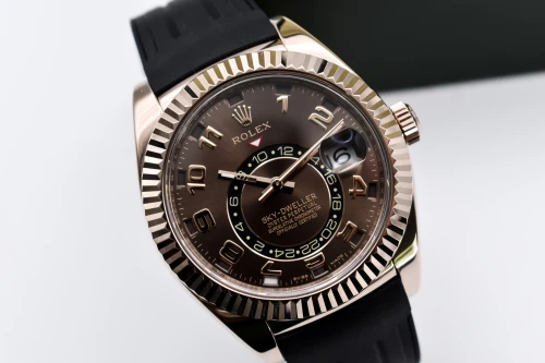 Rolex Skydweller 18k Rose Gold Chocolate Arabic Dial Watch 326135 | B&P