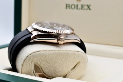 Rolex Sky-dweller 18ct Rose Gold Oysterflex Slate Grey Dial Watch 326235 | B & P