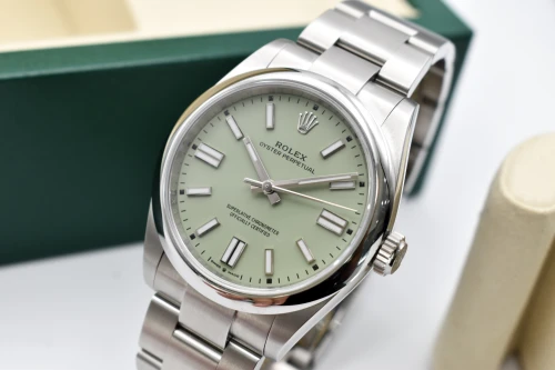 Rolex Oyster Perpetual 41mm Stainless Steel Pistachio Watch 134300 | 2025 B&P
