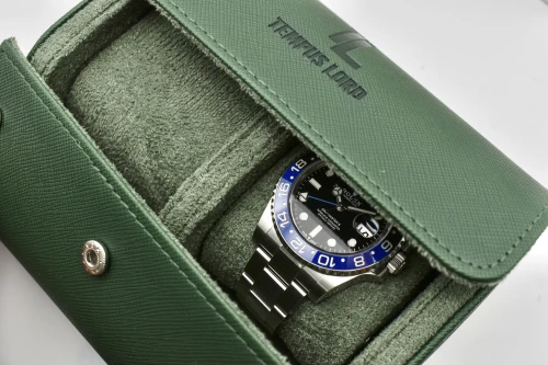 Tempus Lord Two Slot Watch Roll Green 