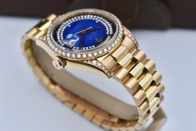 Rolex Day Date 36mm Blue Double String Diamond Dial 18388 | 1999 Box & Papers