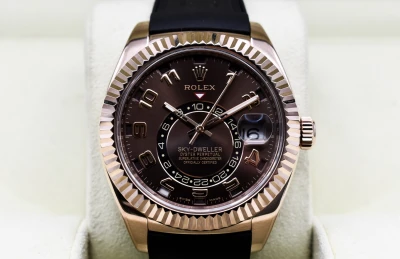 Rolex Sky-Dweller 18ct Rose Gold Chocolate Arabic Dial | Box & Papers