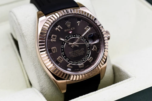 Rolex Skydweller 18k Rose Gold Chocolate Arabic Dial Watch 326135 | B&P
