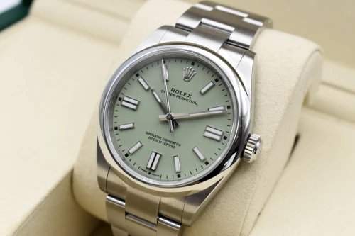 Rolex Oyster Perpetual 41mm Stainless Steel Pistachio Watch 134300 | 2025 B&P