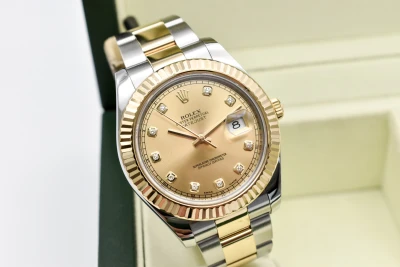Rolex Datejust ll Stainless Steel & 18K Gold Champagne Diamond 116333 | B&P