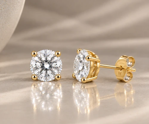 9ct Yellow Gold Lab Grown Brilliant Cut Diamond Stud Earrings 2.10ct