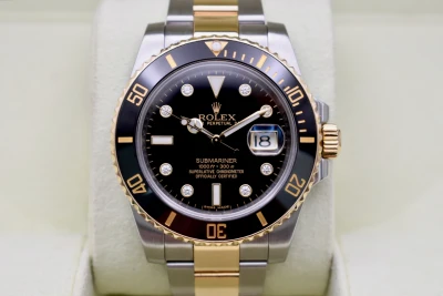 Rolex Submariner Black Diamond Serti Dial Watch 116613LN | 2011 Box & Papers