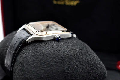 Cartier Santos Dumont XL Stainless Steel & 18K Rose Gold Watch W2SA0017 | B&P