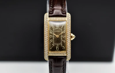 Cartier Tank Americaine Ladies 18ct 32mm Gold Diamond Set Watch 2482