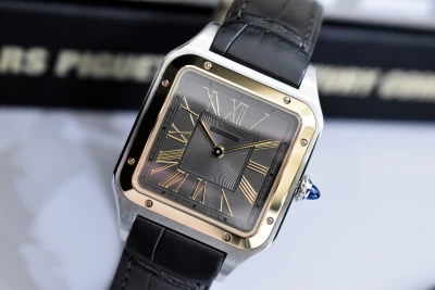 Cartier Santos Dumont Large Stainless Steel & 18k Grey Watch W2SA0028 | 2024 B&P