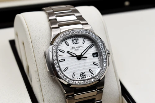Patek Philippe Ladies Nautilus White Gold Diamond Watch 7010/1G-011 | B&P