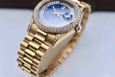 Rolex Day Date 36mm Blue Double String Diamond Dial 18388 | 1999 Box & Papers