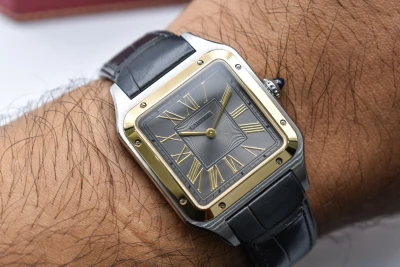 Cartier Santos Dumont Large Stainless Steel & 18k Grey Watch W2SA0028 | 2024 B&P