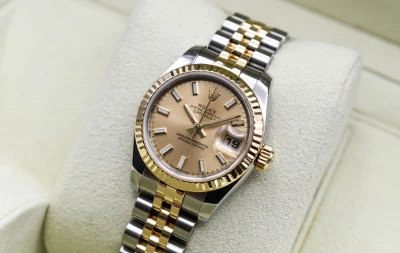 Rolex Lady Datejust Steel & 18ct Gold Champagne Dial 26mm Watch 179173 | B&P