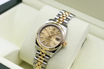 Rolex Datejust Lady Stainless Steel & 18k Champagne Dial Watch | Box & Papers