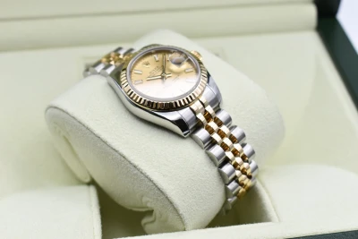 Rolex Datejust Lady Stainless Steel & 18k Champagne Dial Watch | Box & Papers