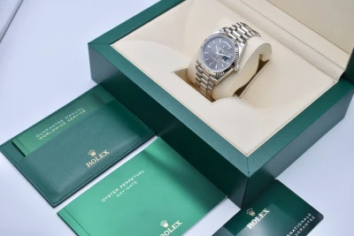 Rolex Day Date 40 18k White Gold Slate Grey Watch 228239 | 2022 Box & Papers