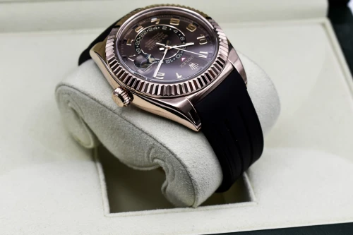 Rolex Skydweller 18k Rose Gold Chocolate Arabic Dial Watch 326135 | B&P