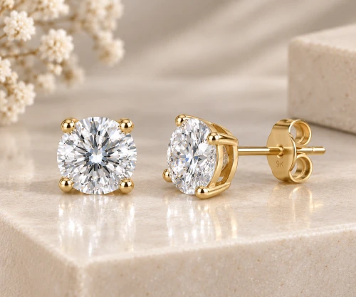9ct Yellow Gold Lab Grown Brilliant Cut Diamond Stud Earrings 4.10ct
