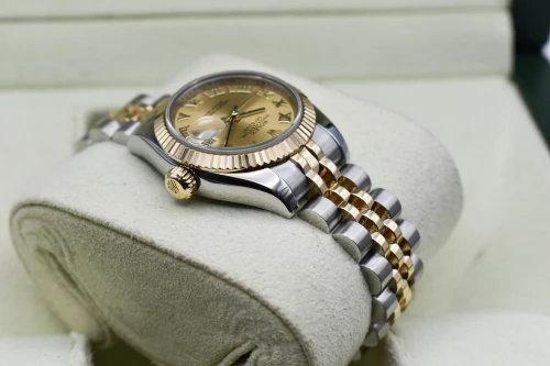 Rolex Datejust Lady Stainless Steel & 18K Gold Champagne Watch 179173 | B&P