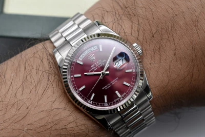 Rolex Day-Date White Gold Cherry Red Watch 118239 | Box & Papers