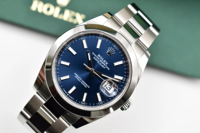 Rolex Datejust 41 Stainless Steel Blue Baton Watch 126300 | 2026 Box & Papers