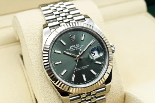 Rolex Datejust 41 Mint Green Stainless Steel Watch 126334 | B&P