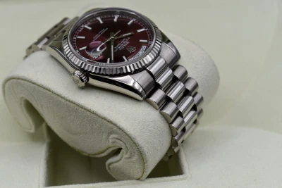 Rolex Day-Date White Gold Cherry Red Watch 118239 | Box & Papers