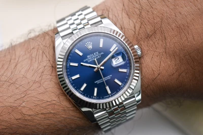 Rolex Datejust 41 Blue Baton Stainless Steel Watch 126334 | 2023 B&P