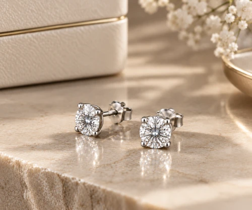 9ct White Gold Lab Grown Brilliant Cut Diamond Stud Earrings 0.54ct